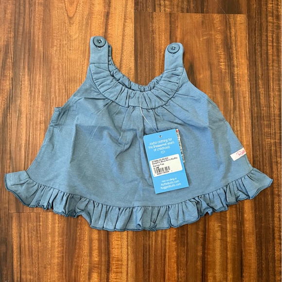 Rufflebutts Dolphin Blue Knit Ruffle Swing Top 0-3m - Picture 1 of 3